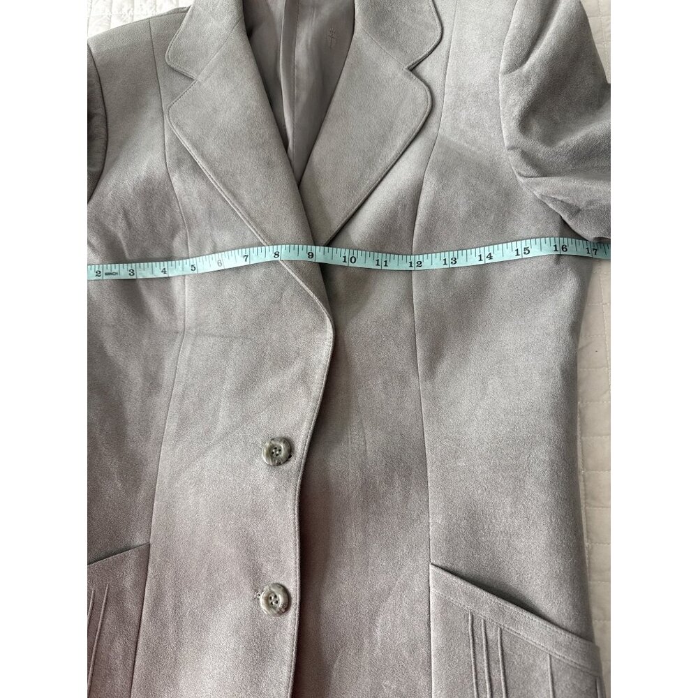 Vintage Yves St Simon Grey Suede Leather Skirt Suit  Two-Piece - Picture 12 of 16